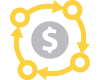 Icon for Financial planning with coins circling dollar sign