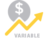 Icon for finanical planning with variable rates